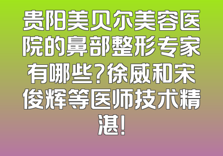 贵阳美贝尔美容医院的鼻部整形专家有哪些？徐威和宋俊辉等医师技术精湛！