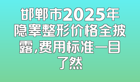 邯郸市2025年隐睾整形价格全披露，费用标准一目了然