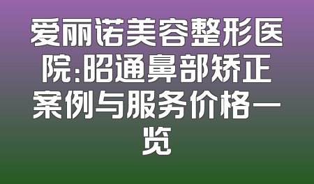 爱丽诺美容整形医院：昭通鼻部矫正案例与服务价格一览