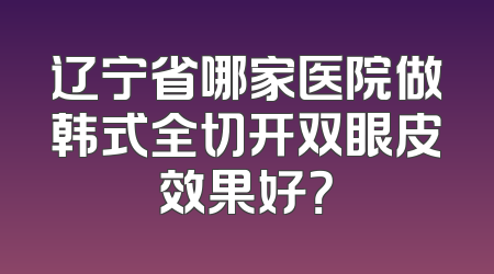 辽宁省哪家医院做韩式全切开双眼皮效果好？