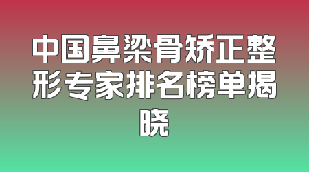 中国鼻梁骨矫正整形专家排名榜单揭晓
