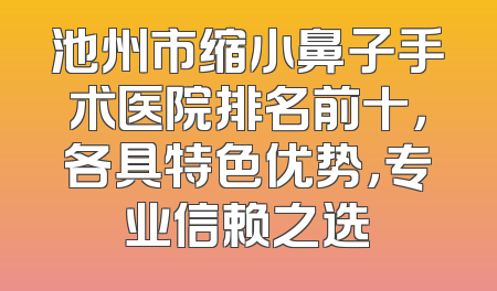 池州市缩小鼻子手术医院排名前十，各具特色优势，专业信赖之选