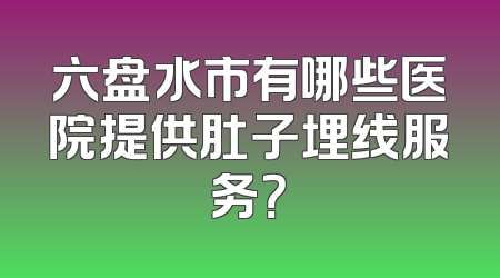 六盘水市有哪些医院提供肚子埋线服务？