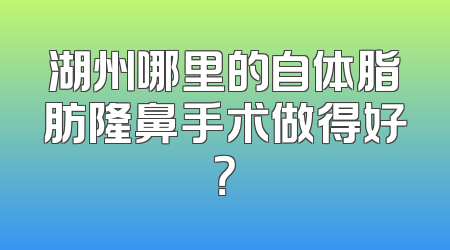 湖州哪里的自体脂肪隆鼻手术做得好？