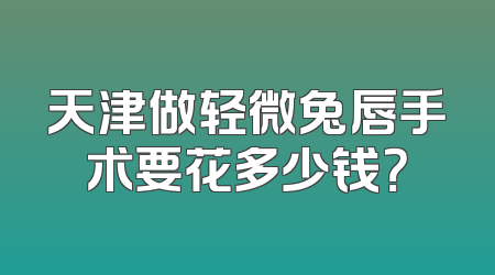 天津做轻微兔唇手术要花多少钱？
