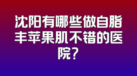 沈阳有哪些做自脂丰苹果肌不错的医院？
