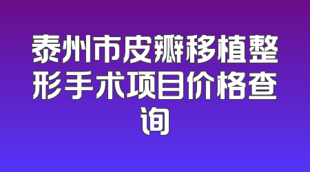 泰州市皮瓣移植整形手术项目价格查询