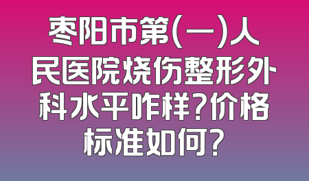 枣阳市第（一）人民医院烧伤整形外科水平咋样？价格标准如何？