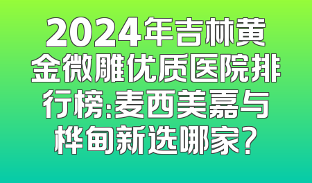 2024年吉林黄金微雕优质医院排行榜：麦西美嘉与桦甸新选哪家？