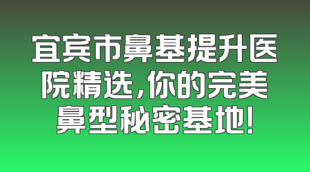 宜宾市鼻基提升医院精选，你的完美鼻型秘密基地！