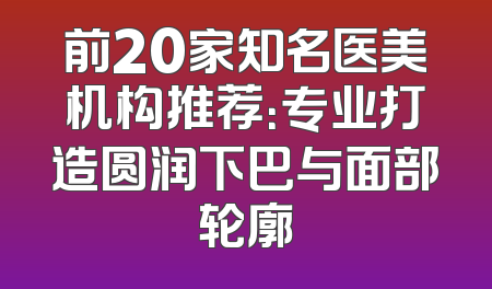 前20家知名医美机构推荐：专业打造圆润下巴与面部轮廓