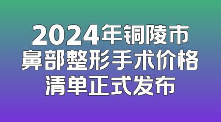 2024年铜陵市鼻部整形手术价格清单正式发布