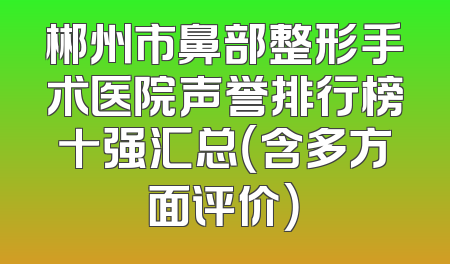 郴州市鼻部整形手术医院声誉排行榜十强汇总（含多方面评价）