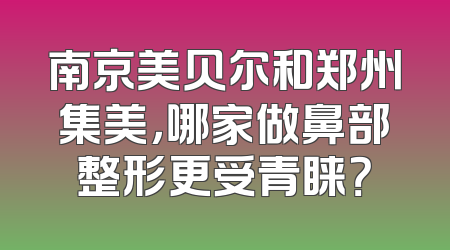 南京美贝尔和郑州集美，哪家做鼻部整形更受青睐？