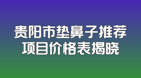 贵阳市垫鼻子推荐项目价格表揭晓
