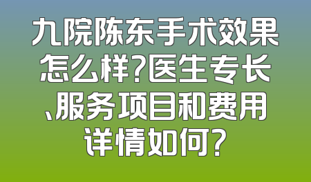 九院陈东手术效果怎么样？医生专长、服务项目和费用详情如何？