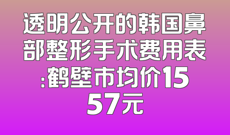 透明公开的韩国鼻部整形手术费用表：鹤壁市均价1557元