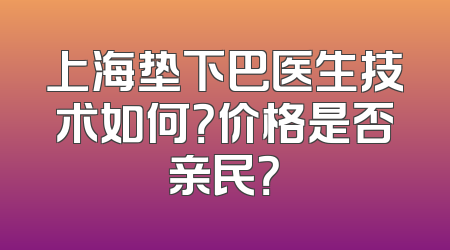 上海垫下巴医生技术如何？价格是否亲民？