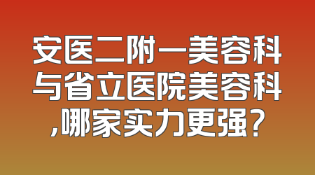 安医二附一美容科与省立医院美容科，哪家实力更强？