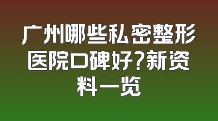 广州哪些私密整形医院口碑好？新资料一览