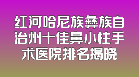 红河哈尼族彝族自治州十佳鼻小柱手术医院排名揭晓