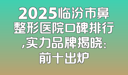 2025临汾市鼻整形医院口碑排行，实力品牌揭晓：前十出炉