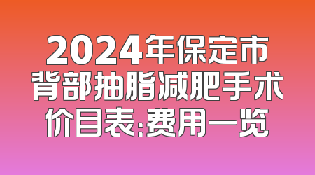 2024年保定市背部抽脂减肥手术价目表：费用一览