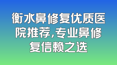 衡水鼻修复优质医院推荐，专业鼻修复信赖之选