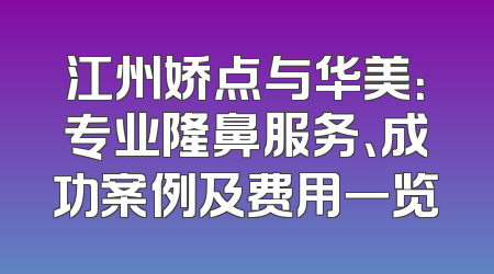 江州娇点与华美：专业隆鼻服务、成功案例及费用一览