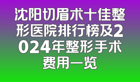 沈阳切眉术十佳整形医院排行榜及2024年整形手术费用一览