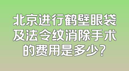 北京进行鹤壁眼袋及法令纹消除手术的费用是多少？