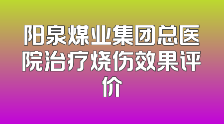 阳泉煤业集团总医院治疗烧伤效果评价