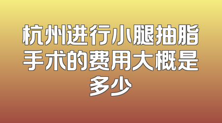 杭州进行小腿抽脂手术的费用大概是多少