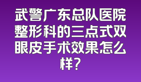 武警广东总队医院整形科的三点式双眼皮手术效果怎么样？