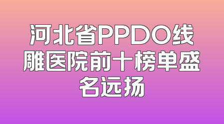 河北省PPDO线雕医院前十榜单盛名远扬