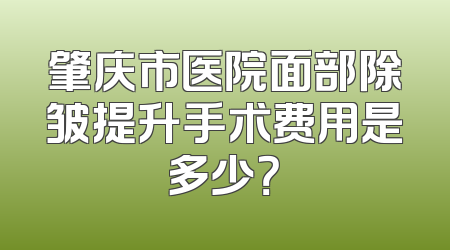 肇庆市医院面部除皱提升手术费用是多少？