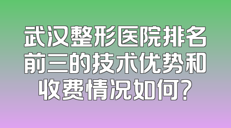 武汉整形医院排名前三的技术优势和收费情况如何？