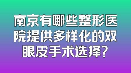 南京有哪些整形医院提供多样化的双眼皮手术选择？