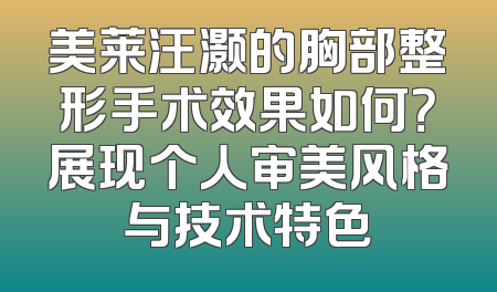 美莱汪灏的胸部整形手术效果如何？展现个人审美风格与技术特色