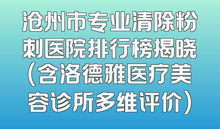 沧州市专业清除粉刺医院排行榜揭晓（含洛德雅医疗美容诊所多维评价）