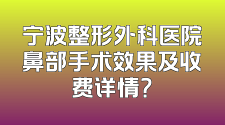 宁波整形外科医院鼻部手术效果及收费详情？