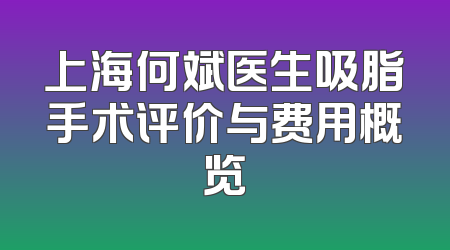上海何斌医生吸脂手术评价与费用概览