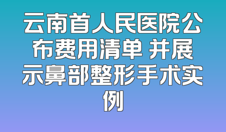 云南首人民医院公布费用清单 并展示鼻部整形手术实例