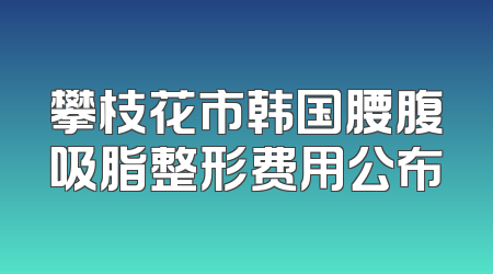 攀枝花市韩国腰腹吸脂整形费用公布