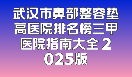 武汉市鼻部整容垫高医院排名榜三甲医院指南大全 2025版