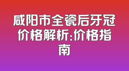 咸阳市全瓷后牙冠价格解析：价格指南
