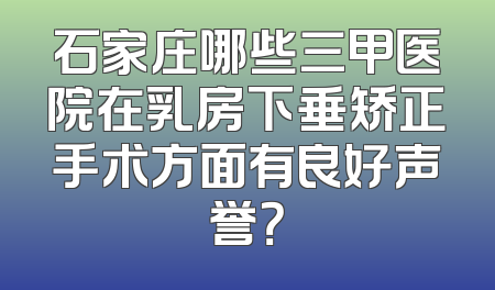石家庄哪些三甲医院在乳房下垂矫正手术方面有良好声誉？