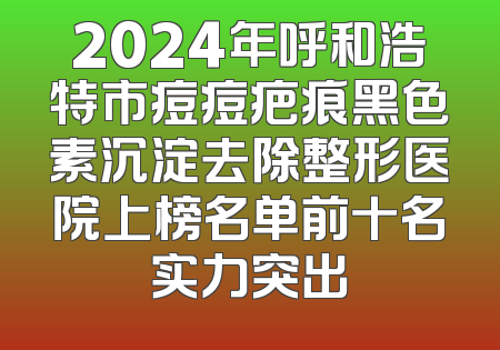 2024年呼和浩特市痘痘疤痕黑色素沉淀去除整形医院上榜名单前十名实力突出