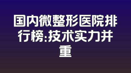 国内微整形医院排行榜：技术实力并重
