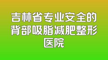 吉林省专业安全的背部吸脂减肥整形医院
